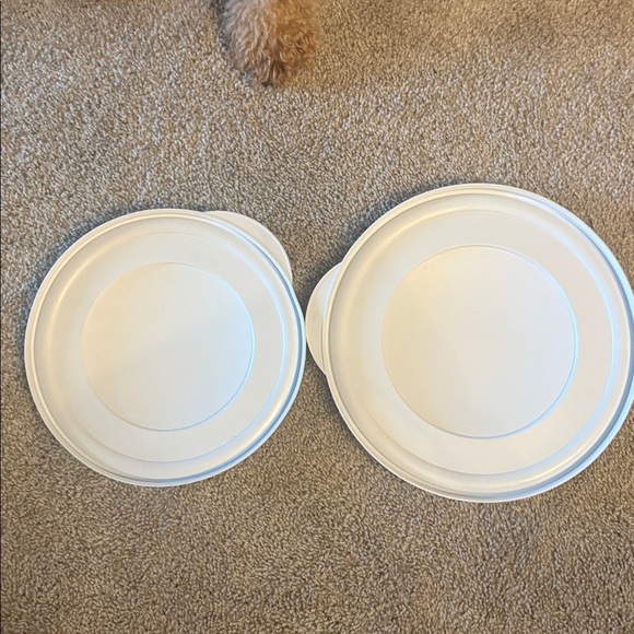 Retured Pampered Chef Nesting Set of 2 White Mixing Bowls, 2 Colanders,  2 lids - Picture 7 of 8